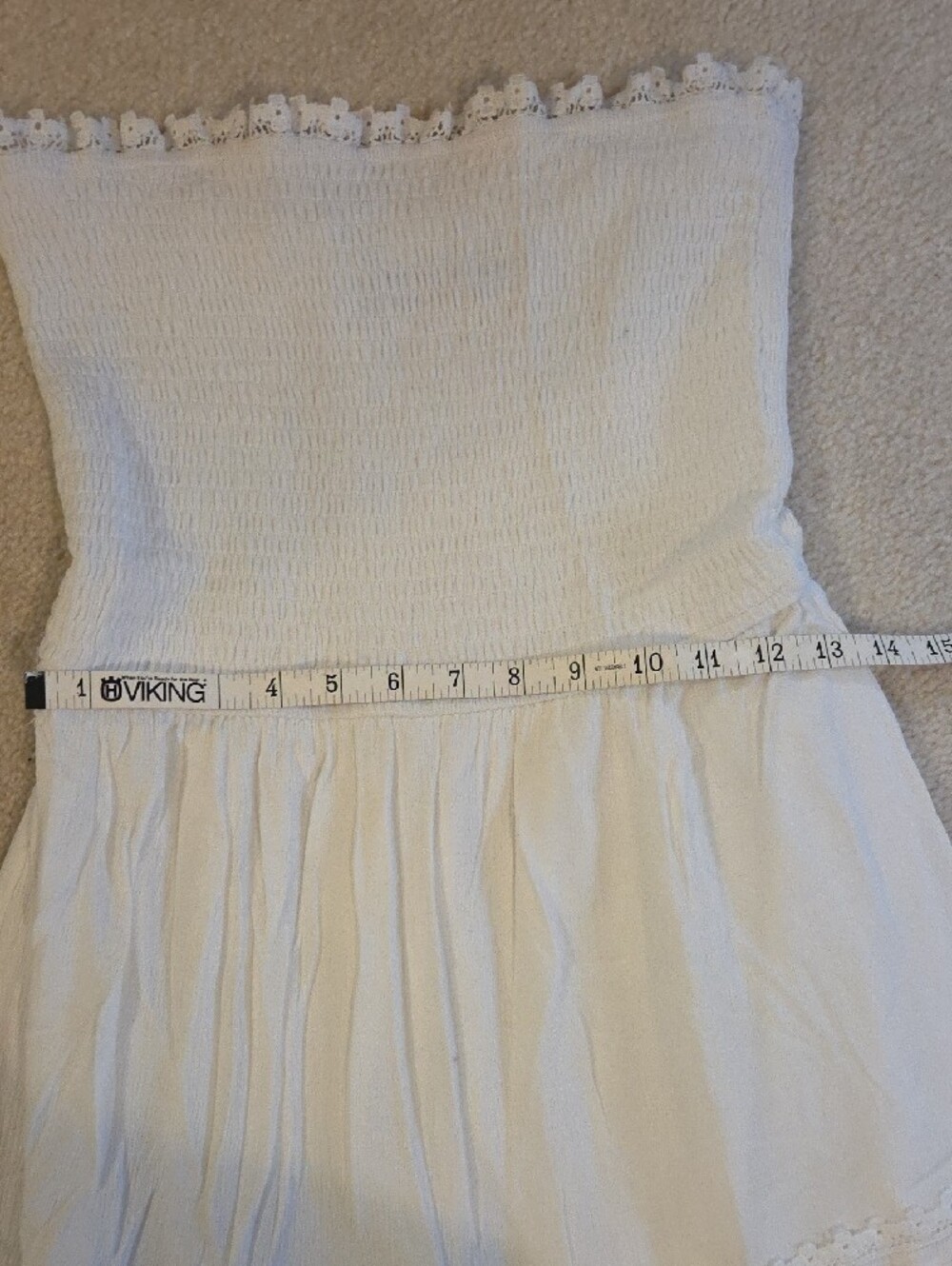 White Strapless Maxi Dress with Crochet Trim - Picture 4 of 8